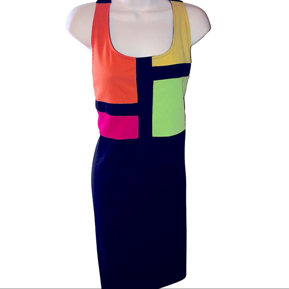LAST EXIT BLACK/MULTICOLORED SLEEVELESS DRESS